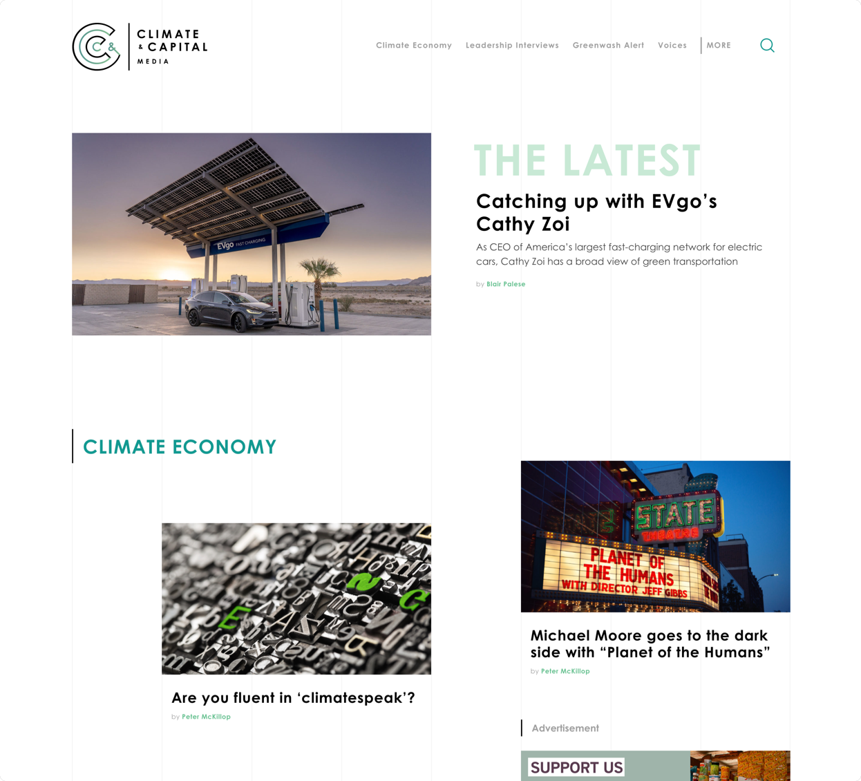Background image of Climate & Capital Media website